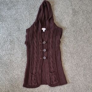 Place Chocolate Hooded Knit Sweater Vest